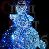 Светодиодная Фигура Снеговик с синим контрабасом 1,6*0,9*0,85 м