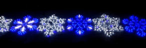 Новогодняя перетяжка Снежинки Синяя. Мерцающая. 3,75*0,65 м