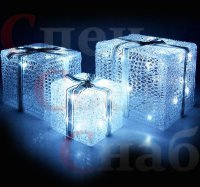 Светодиодная фигура "Подарки". Белая. 3шт в комплекте