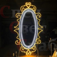 Световая уличная фотозона "Зеркало Барокко" 2.6х1.8 м неон