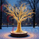 Уличное светодиодное дерево "Золотистый Клен" 2.5м с бетонной скамьей
